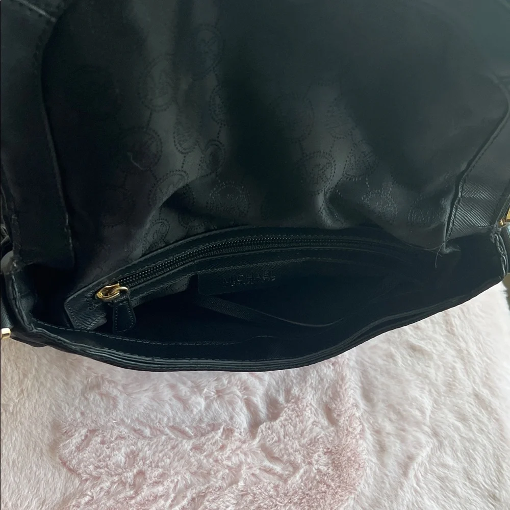 Michael Kors Black Shoulder Bag with Gold Accents